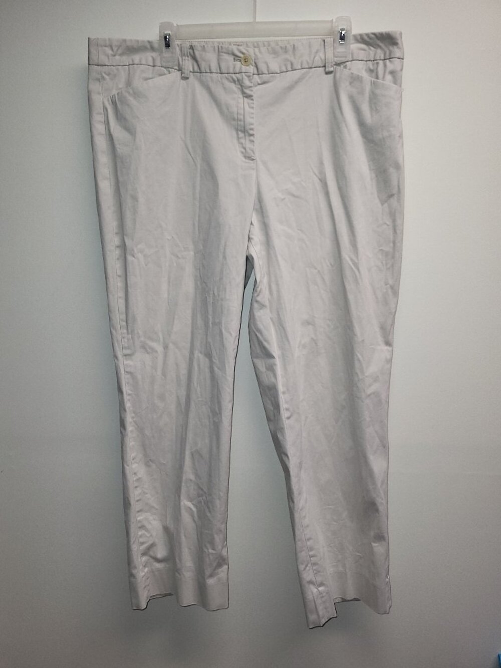 Jones New York Signature Stretch Wide Leg Pants Women's Size 16 Cream Ivory